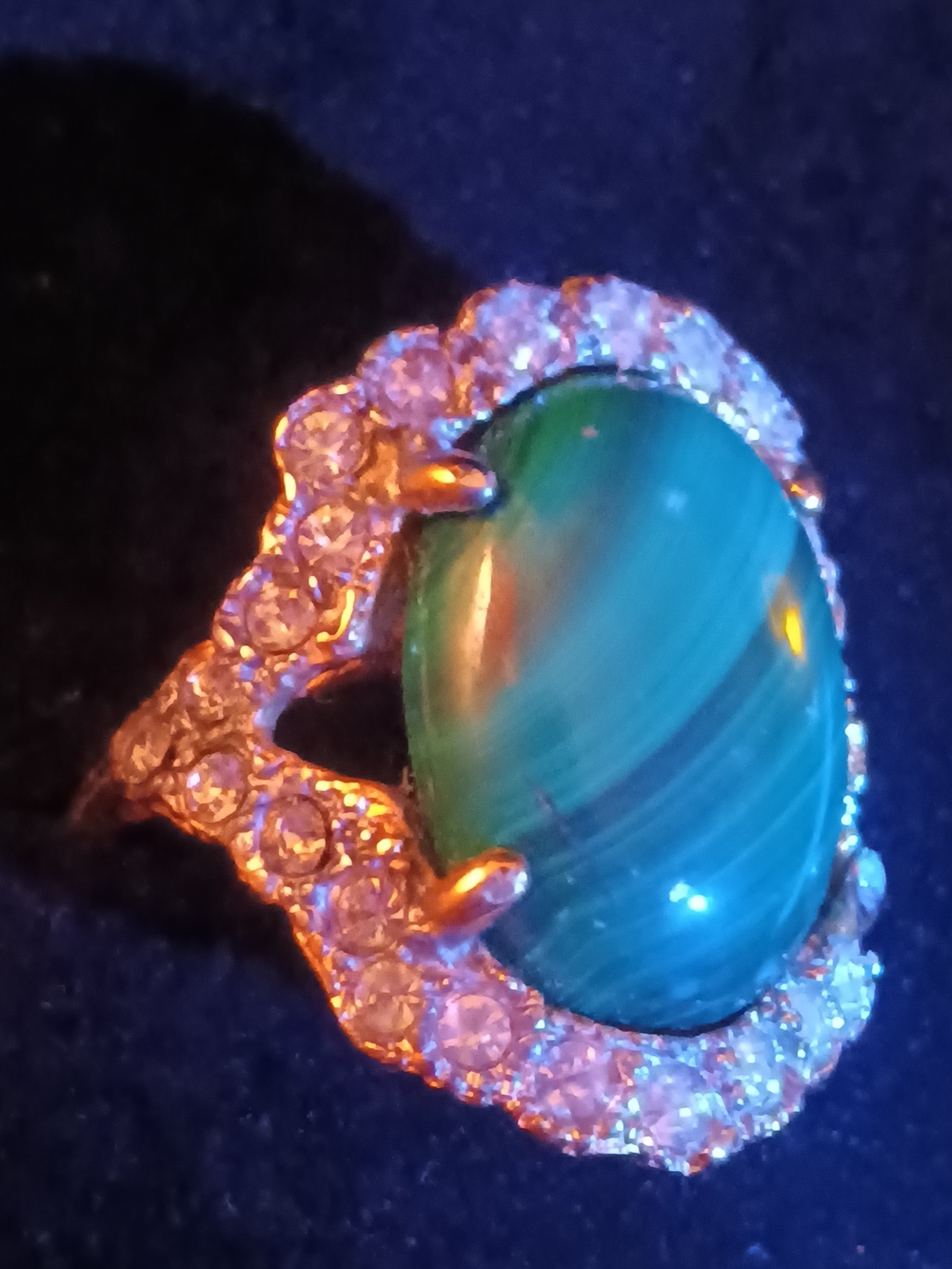 Vintage Green Stone Halo Cocktail Ring - Unbranded